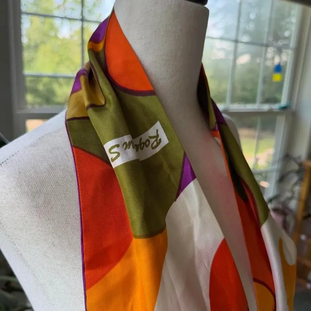 1960s Silk Psychedelic Scarf from Roger Van S.